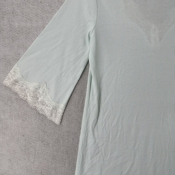 SOFTIES Paddi Murphy Night Gown Womens SMALL Ribbed Lace Trim Light Green - Picture 6 of 10